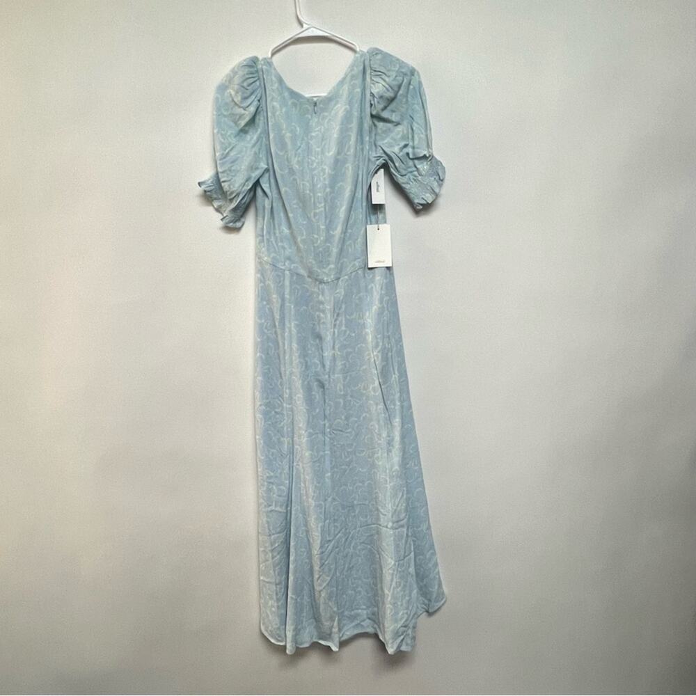 NWT Aritzia Wilfred Tome Midi Dress Aura Light Blue Short Sleeve Smocked Size 8 - Picture 8 of 10